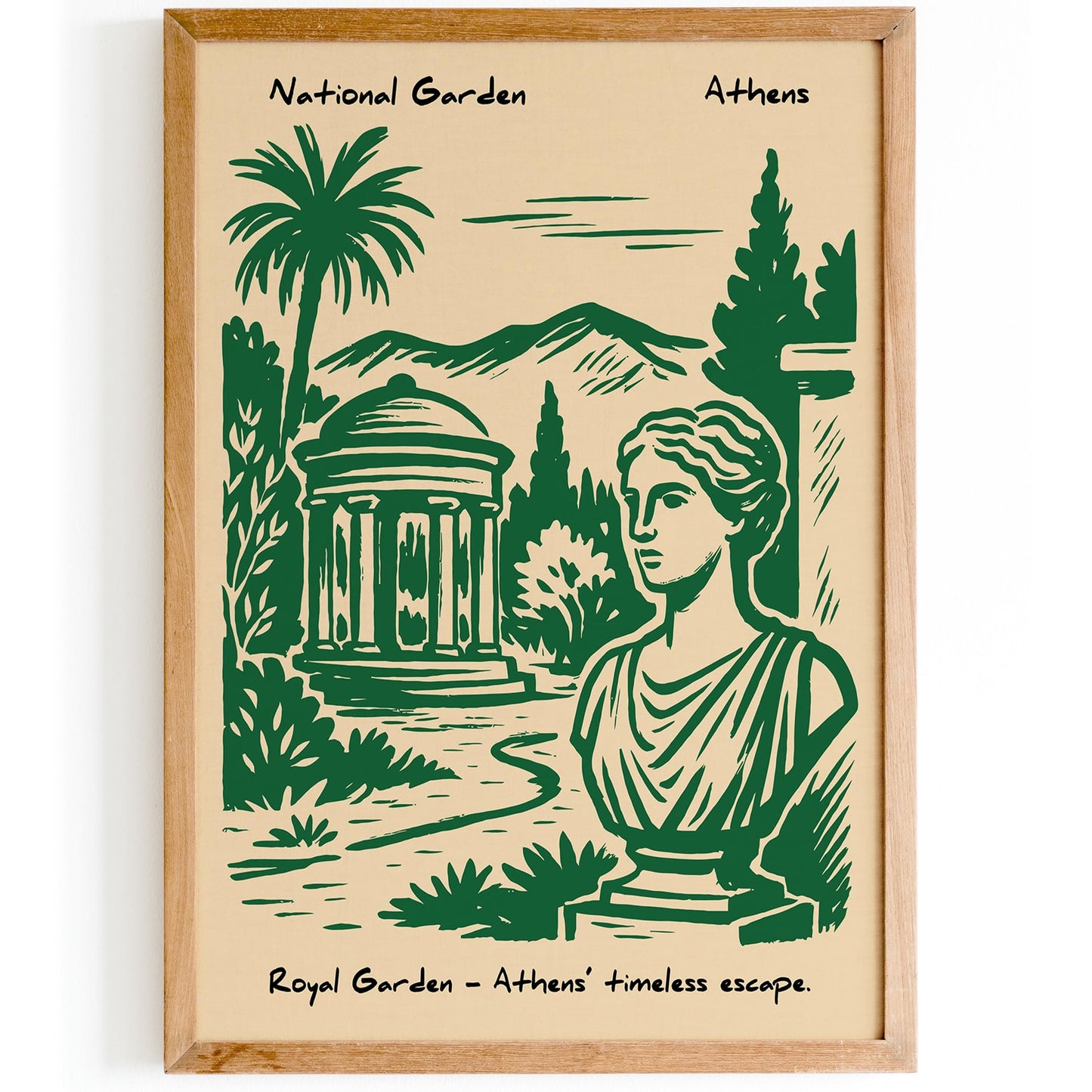 National Garden Athens Poster - Green Greece Travel Art
