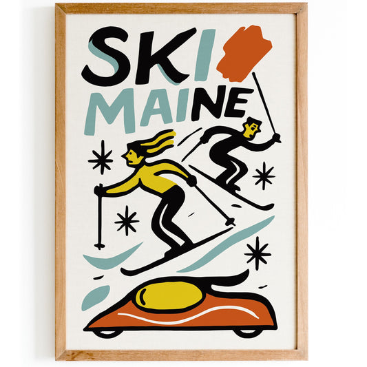 Ski Maine Retro Poster