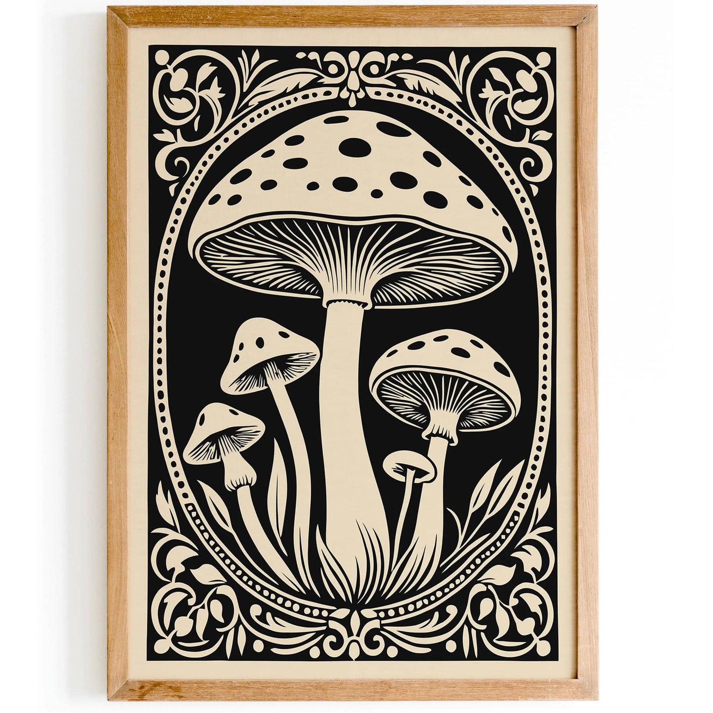 Vintage Mushroom Rococo Style Print