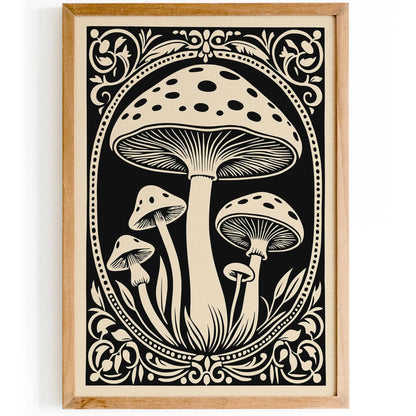 Vintage Mushroom Rococo Style Print
