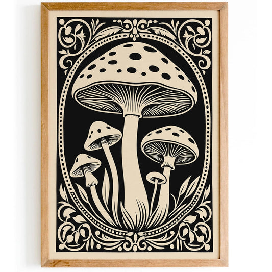 Vintage Mushroom Rococo Style Print