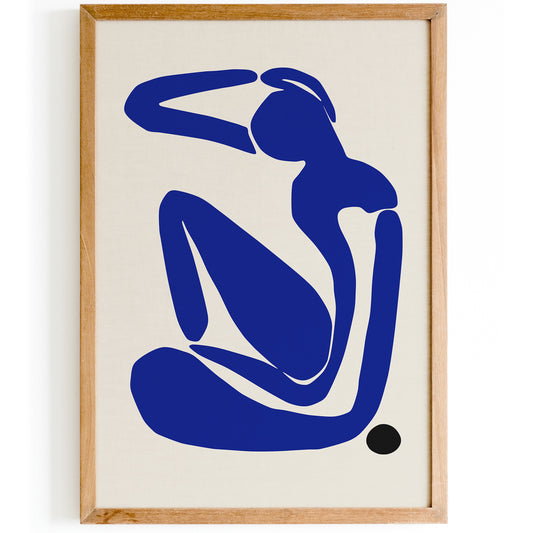 Blue Nude Woman Body Shape Art Print