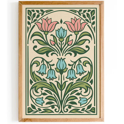Art Nouveau Floral Wall Art Print – Vintage Botanical Poster