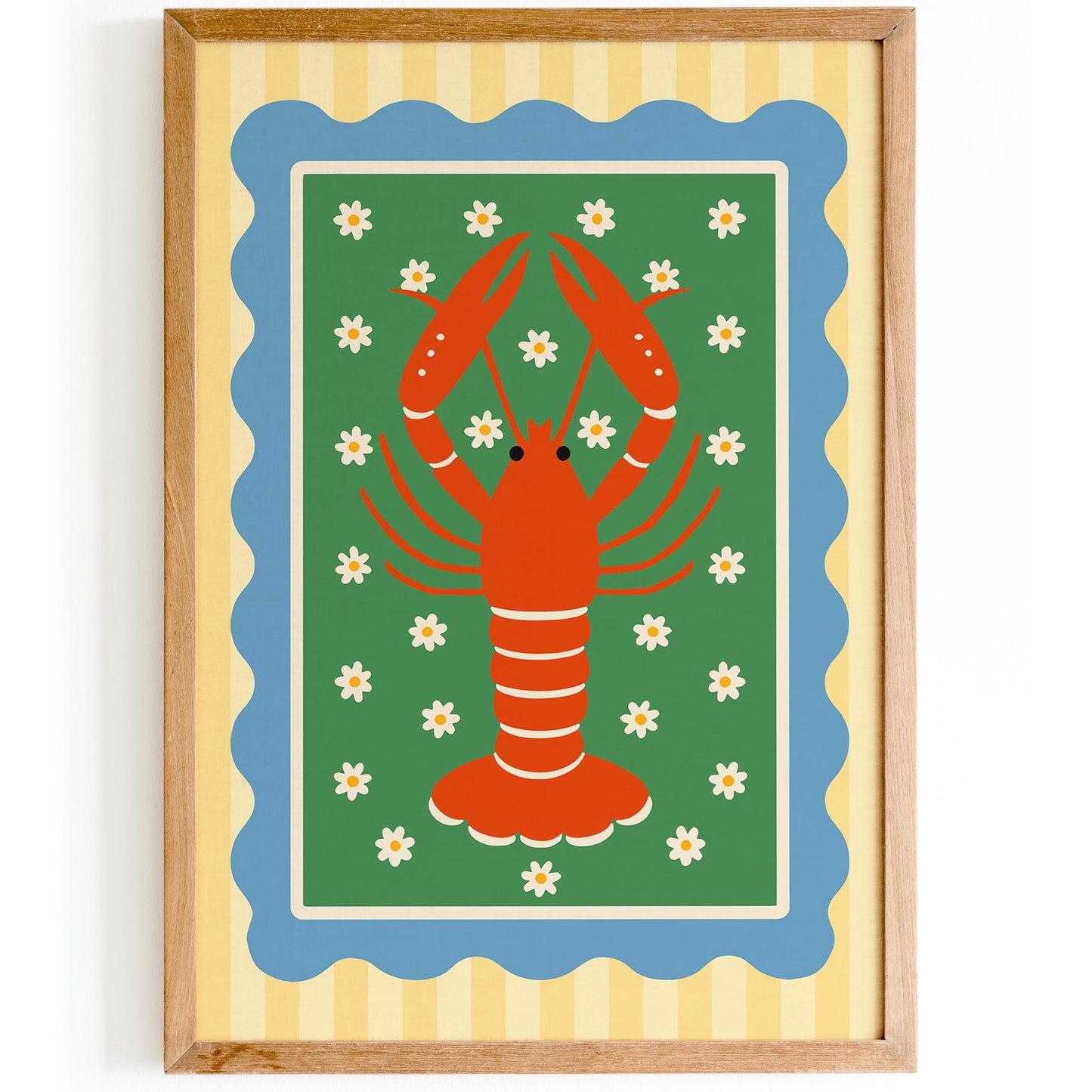 Retro Lobster Wall Art Print - Coastal Nautical Decor
