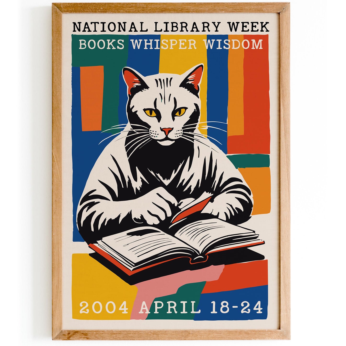 Library Cat Reading Poster