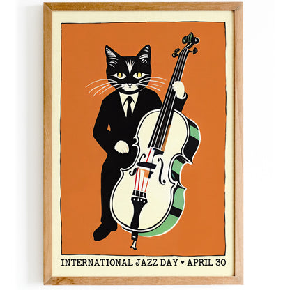 International Jazz Day Cat Music Poster
