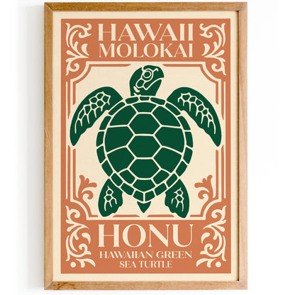 Hawaii Molokai Honu Turtle Poster