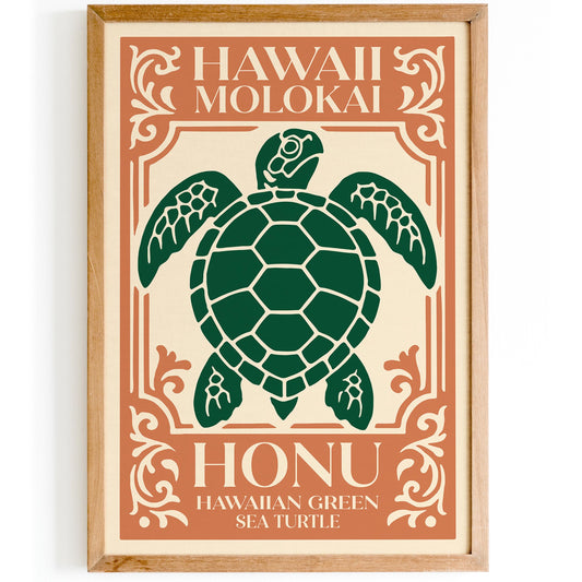 Hawaii Molokai Honu Turtle Poster