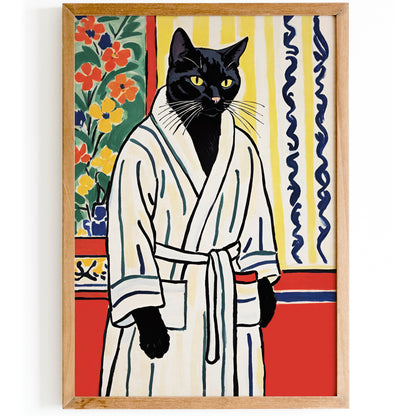 Bathroom Cat Cute Bathrobe Poster