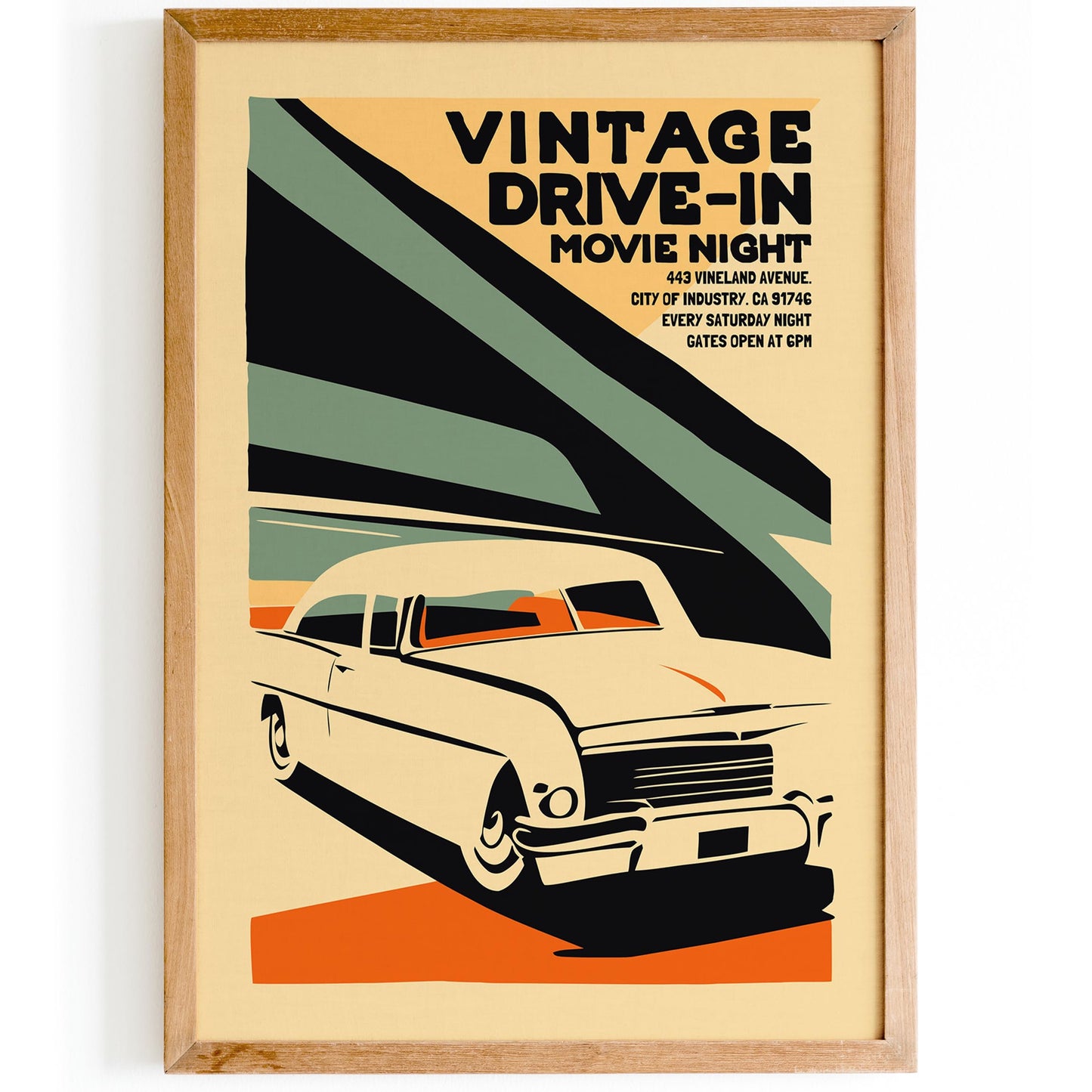 Retro Classic Car Drive-In Wall Art Print