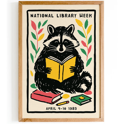 Raccoon Reader Poster
