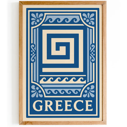 Greece Blue Travel Poster Wall Art