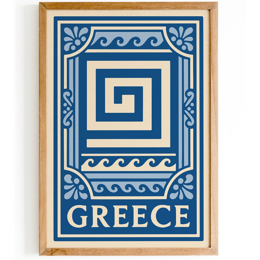 Greece Blue Travel Poster Wall Art