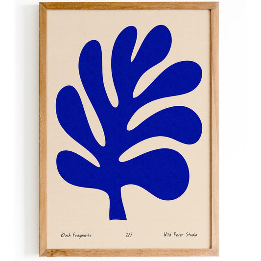 Blue Blush Fragments Poster - Cut Outs Leaf in Matisse Style