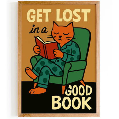 Good Book Reading Cat Print