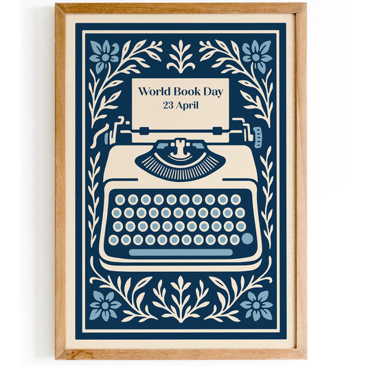World Book Day 23 April Poster - Vintage Typewriters Print