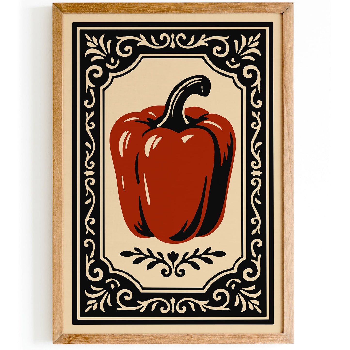 Red Bell Pepper Poster - Rococo Kitchen Wall Art Print