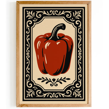 Red Bell Pepper Poster - Rococo Kitchen Wall Art Print