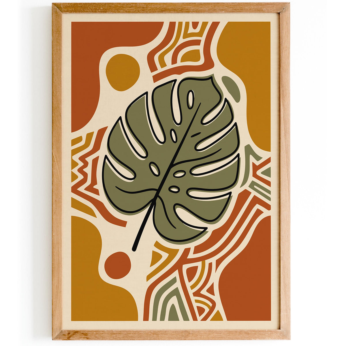 Boho Monstera Leaf Art Poster