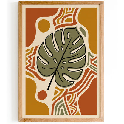 Boho Monstera Leaf Art Poster
