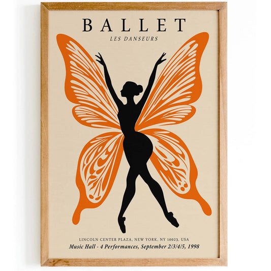 Ballet Poster with Orange Butterfly Dancer
