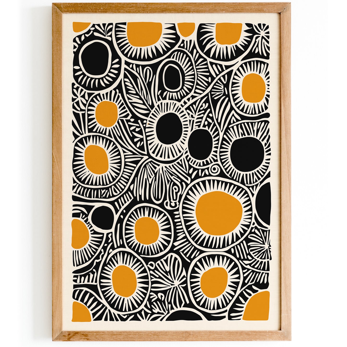 Black Yellow Mid Century Modern Wall Art