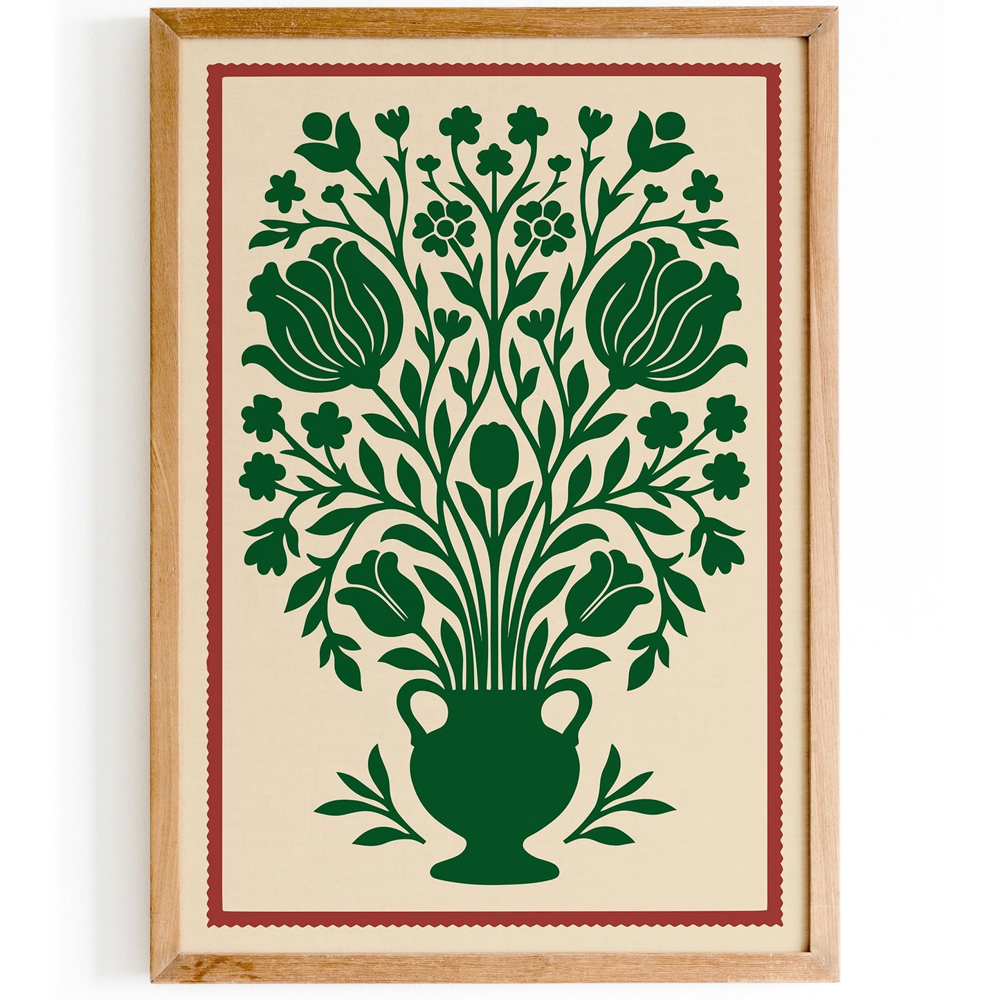 Green Vintage Floral Wall Art Print