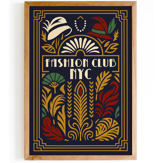 Fashion Club New York City Poster, Art Deco Gatsby Style Print