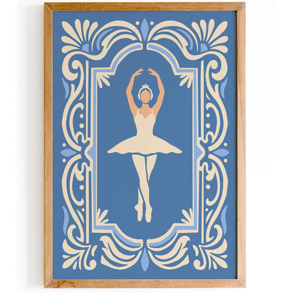 Swan Lake Ballet Poster – Blue Ballerina Art