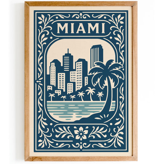 Mami Cityscape Art Print - Blue Landscape Poster