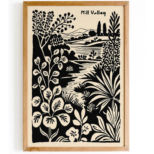 Mill Valley Travel Black Ink Poster