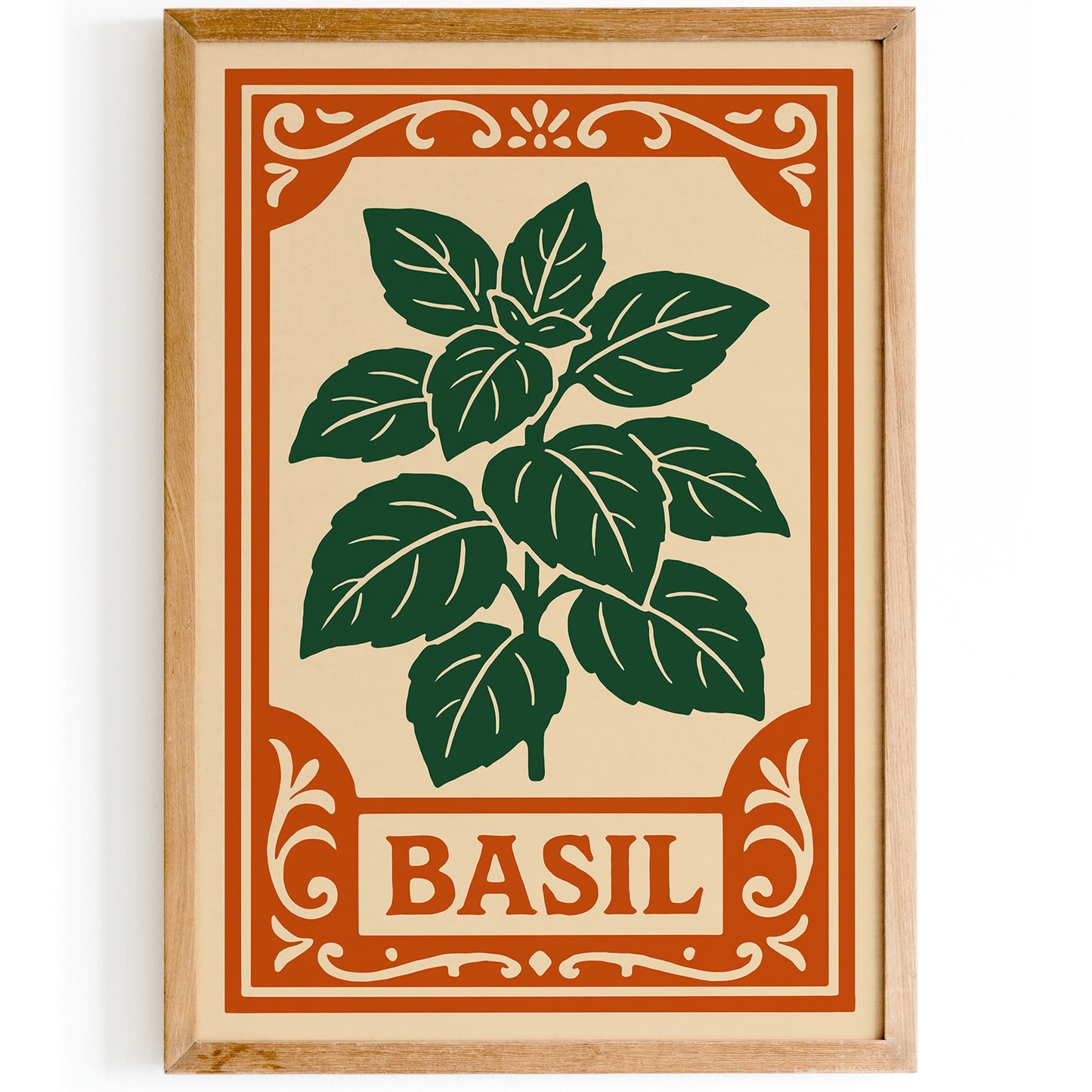 Basil Herb Poster - Rococo Kitchen Wall Decoration