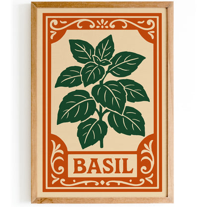 Basil Herb Poster - Rococo Kitchen Wall Decoration