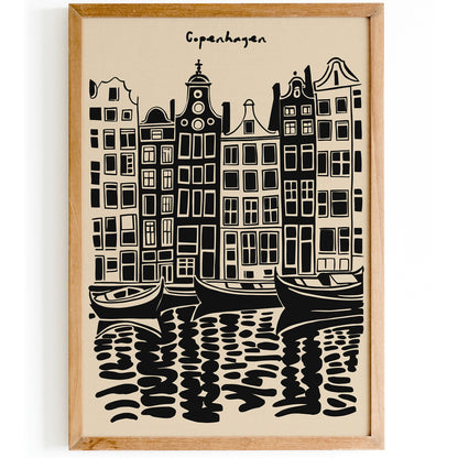 Copenhagen Black Ink Sketch Poster