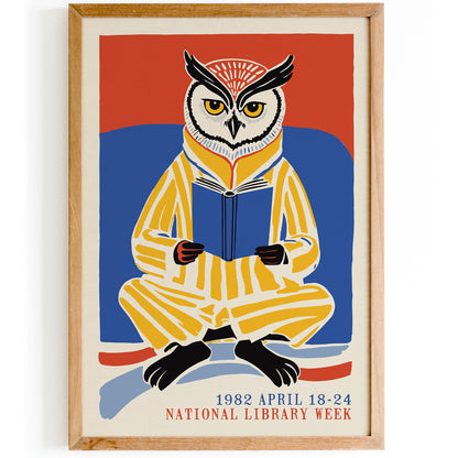 Reading Owl Poster - Book Lover Wall Art Print