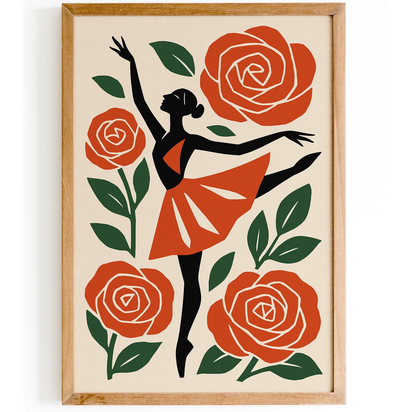 Ballerina Dancer in Roses Poster