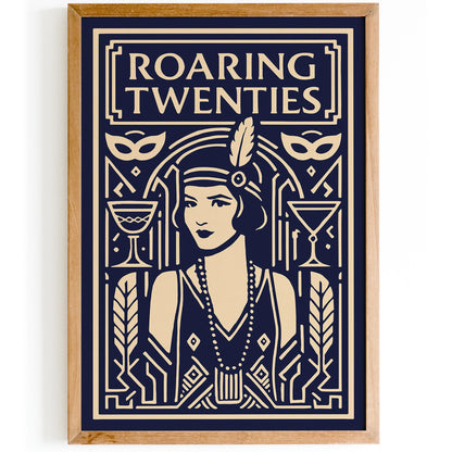 Roaring Twenties Flapper Girl Art Deco Poster