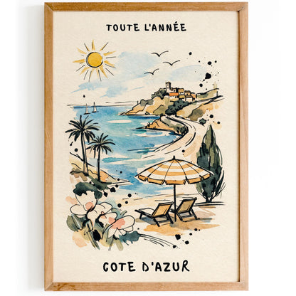 Côte d’Azur Poster – French Riviera Travel Wall Art