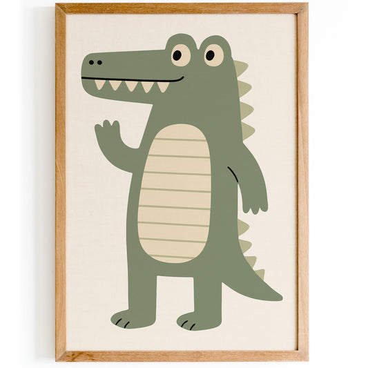 Cute Friendly Crocodil Art Print - Kids Room Wall Decor