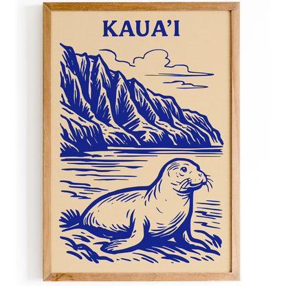 Kauai Hawaii Monk Seal Poipu Beach Art Poster