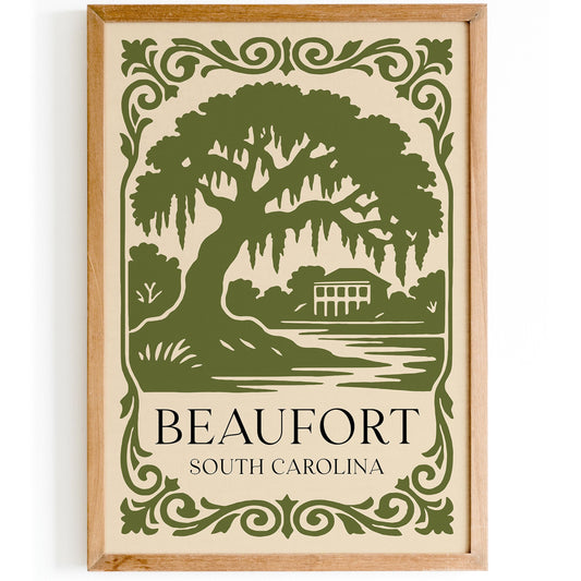 Beaufort South Carolina Travel Poster