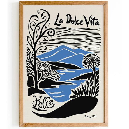 Sicily Travel Poster 1991 – La Dolce Vita Vintage Print