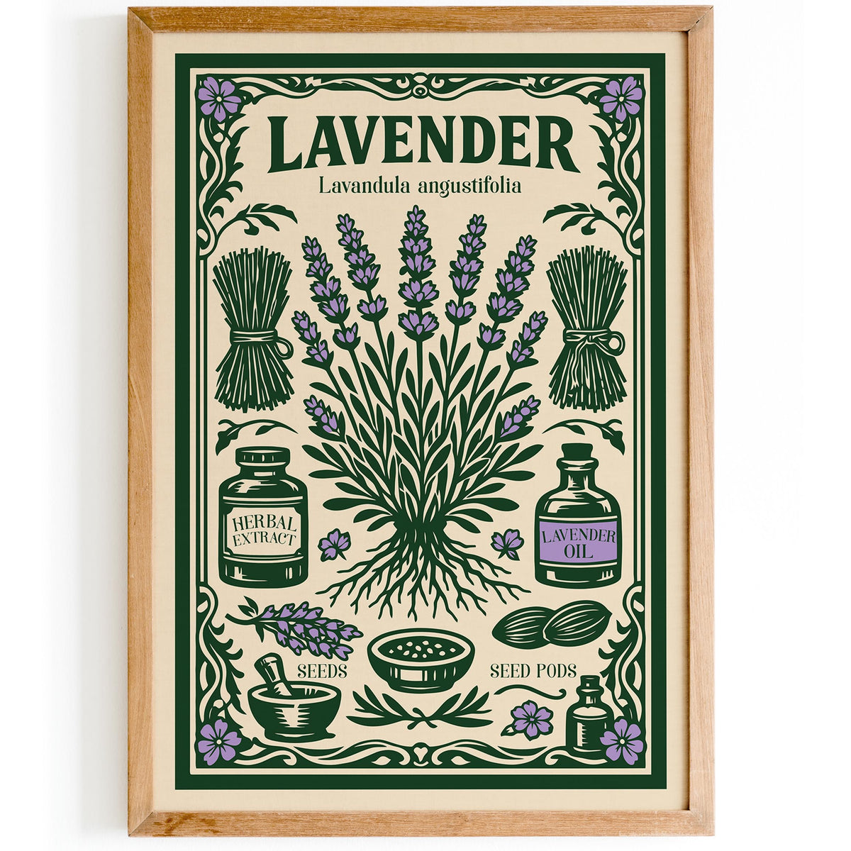 Lavender Herbal Vintage Art Poster
