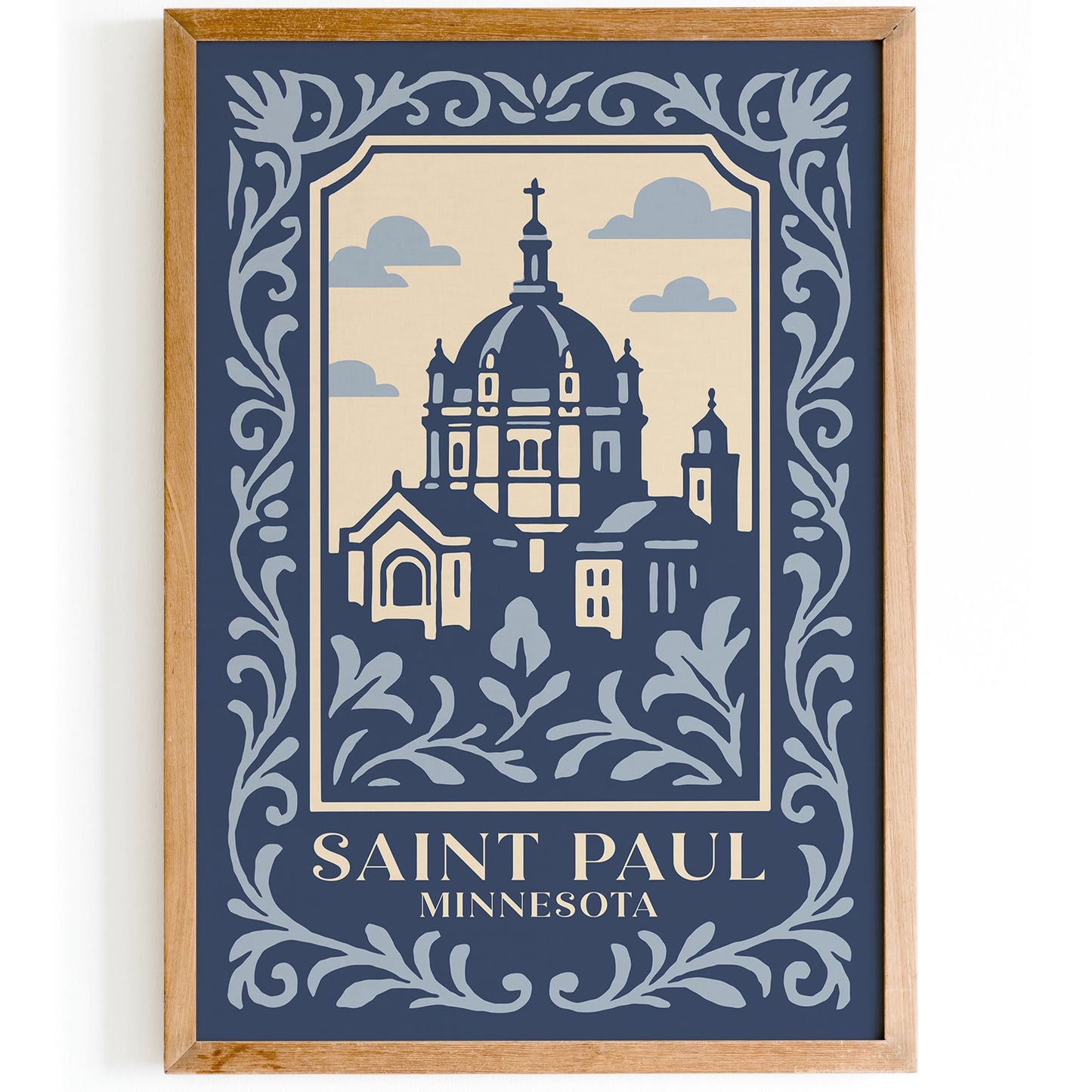 Saint Paul Minnesota Poster – Blue Travel Wall Art Print