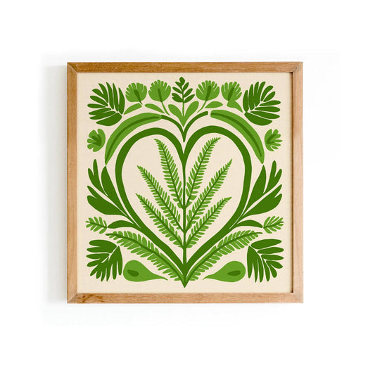 Green Botanical Square Art Print – Rococo Nature Wall Art