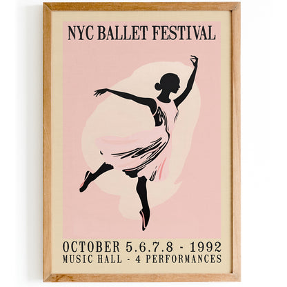 NYC Ballet Festival Retro Pink Poster