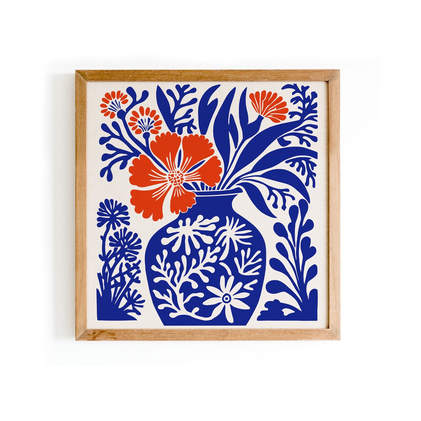 Blue Cut Outs Floral Square Print