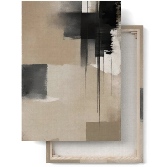 Black and Beige Abstract Canvas Print