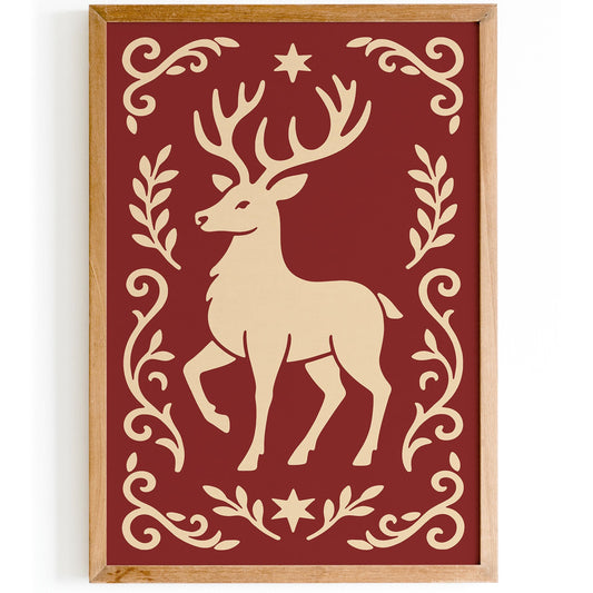 Reindeer Poster, Christmas Style Home Decor
