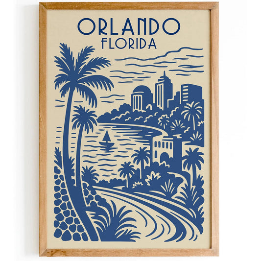 Orlando Florida Travel Blue Poster